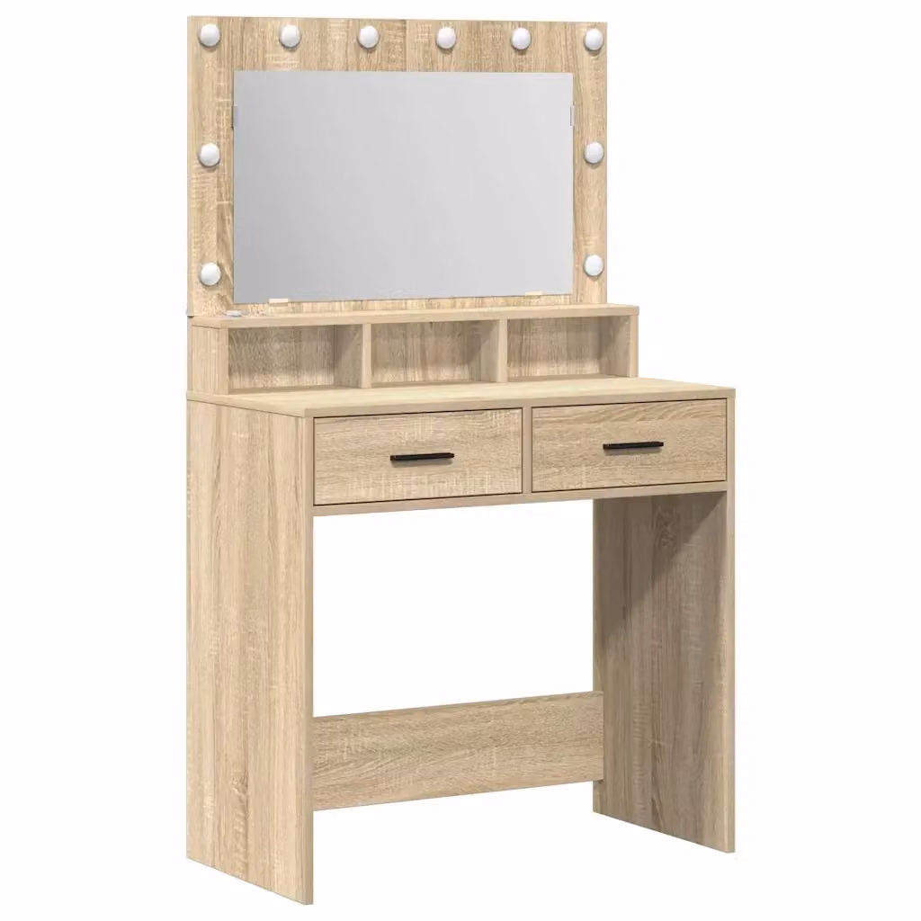 Tavolo da trucco moderno vidaXL in rovere color beige e marrone L: 79 cm, P: 41 cm, H: 135 cm – 2