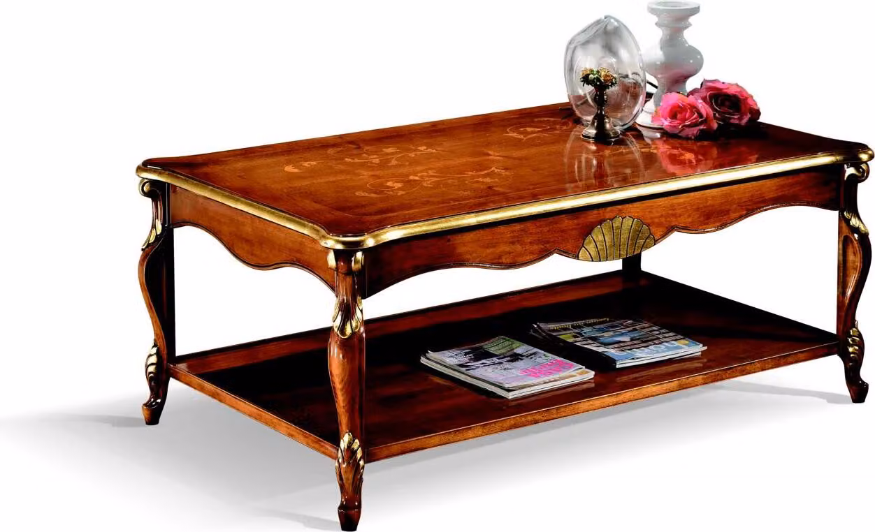 Holz Italienische Möbel Barock Stil Luxus Braun Couchtisch Wohnzimmer Tisch
