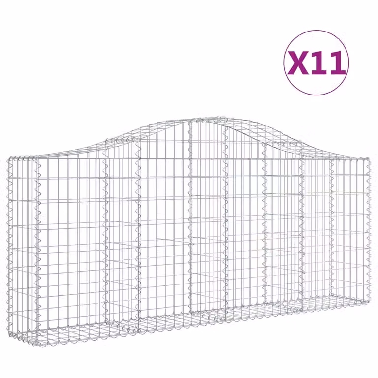 Cesti Gabbioni ad Arco 11 pz 200x30x80/100 cm Ferro Zincato