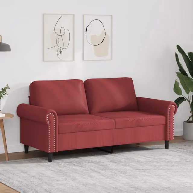 Divano a 2 Posti Rosso Vino 140 cm in Similpelle 359507