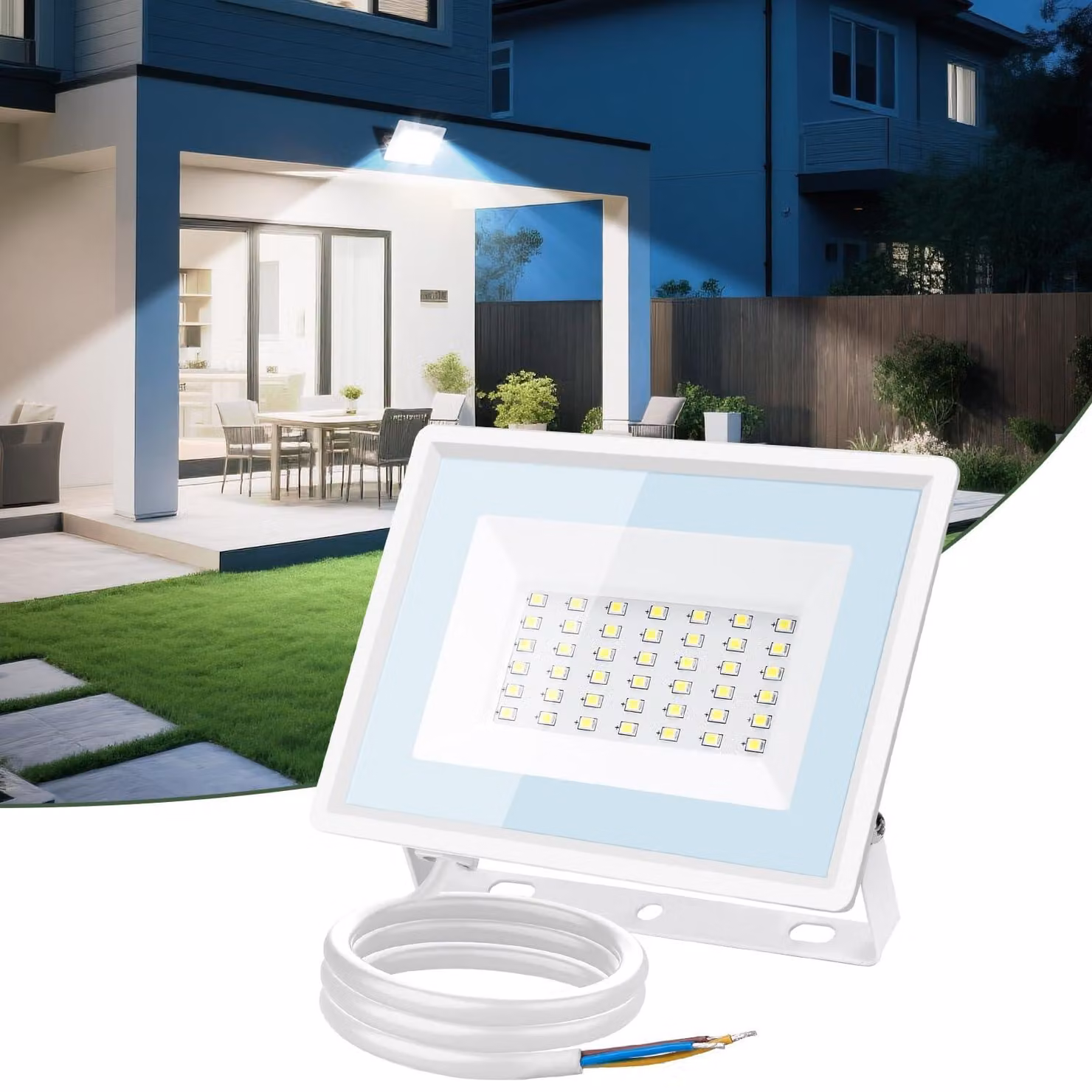 Aigostar, faretto LED da esterno, 30W, 2510 lumen, luce bianca fredda (6500K), grado di protezione IP65 (resistente all'acqua), ideale per illuminare giardini, cortili, garage, hotel