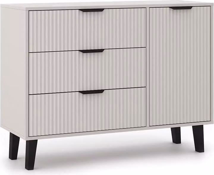 BDW, cassettiera con cassetti, camera da letto, Scandi, 110×40×81,5 cm, cachemire