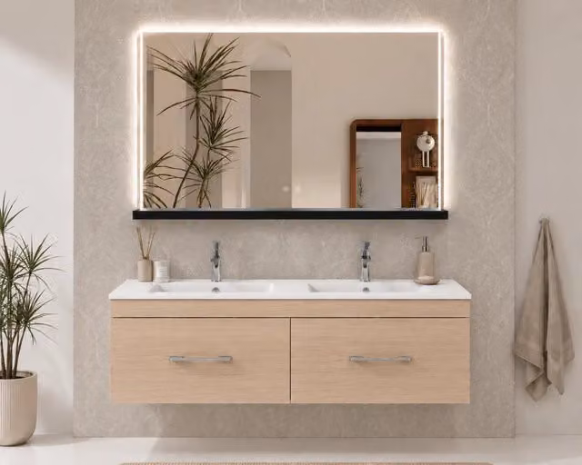 Mobile bagno con lavabo ORIGENBATH FLORENCIA senza specchio 120x45 cm doppia vasca estepa