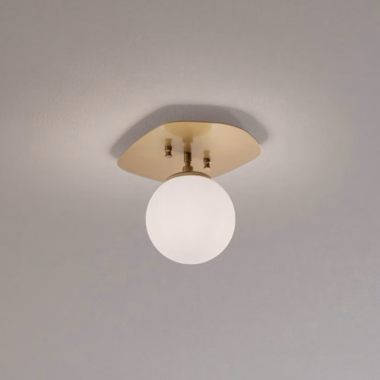 Plafoniera soffitto Well Opviq, dimmerabile, Ottone / Oro, Soggiorno / Sala da pranzo, Vetro, Plafoniera