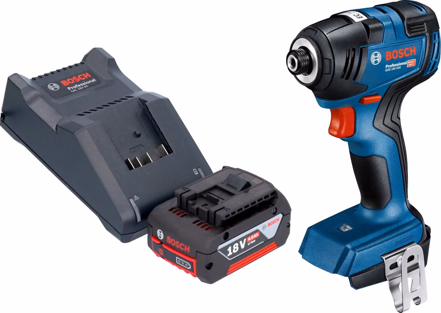 Avvitatore a impatto a batteria Bosch GDR 18V-200 Professional 18 V 200 Nm Brushless + 1 batteria da 4,0 Ah + caricabatterie