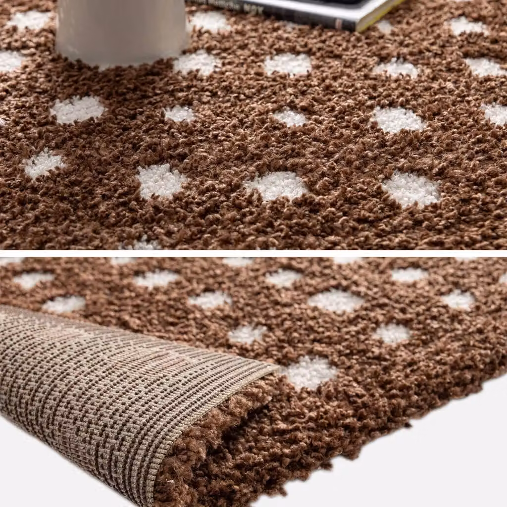 Tappeto moderno a pois marroni e beige SWEEEK per soggiorno e camera da letto – 2
