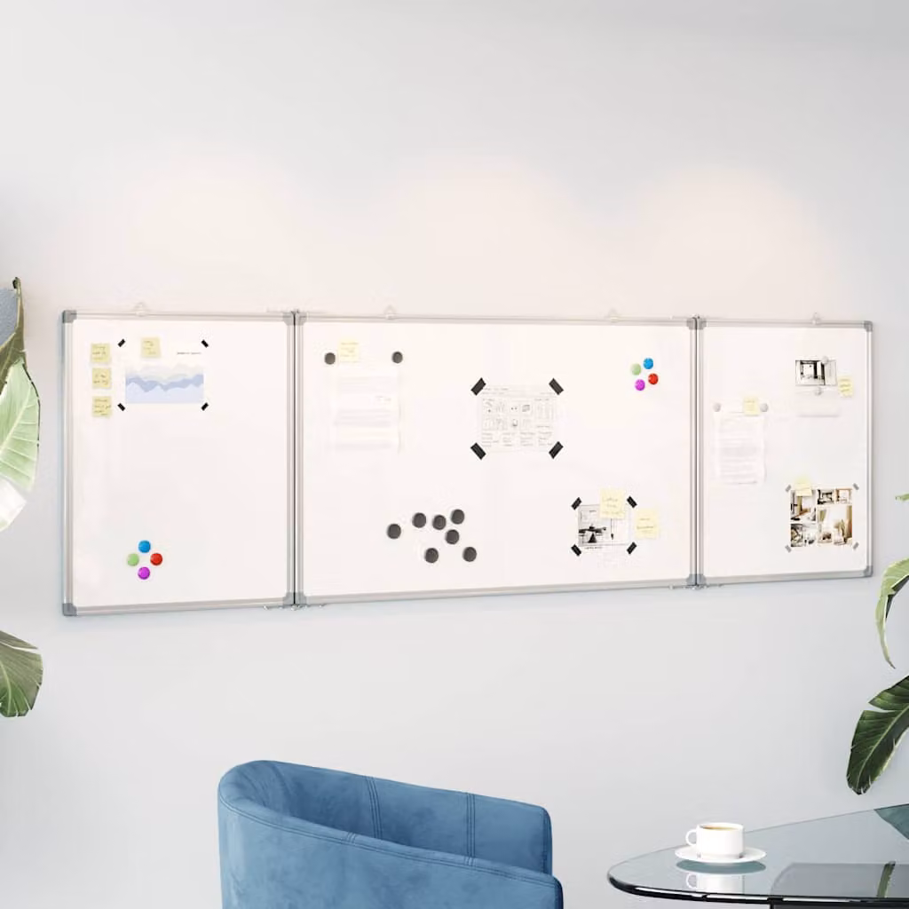 Lavagna magnetica bianca pieghevole vidaXL in alluminio L 200 cm x H 60 cm