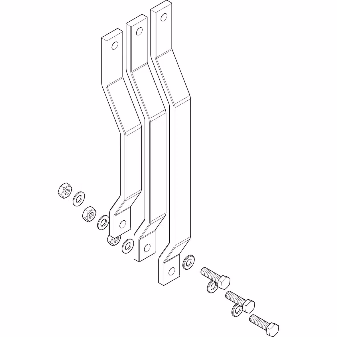 Set di guide di collegamento ABN a 3 poli in rame (CU) 30x10 mm da LSS/LTS 630A a SAS 60 mm con 30x10 CU XAS750SE