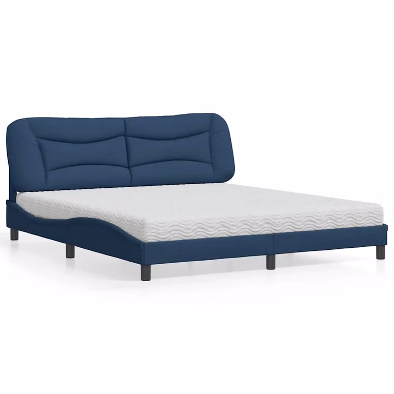 Letto con Materasso Hvar vidaXL Blu e Bianco in Tessuto L/P/H: 180 x 200 x 185 cm