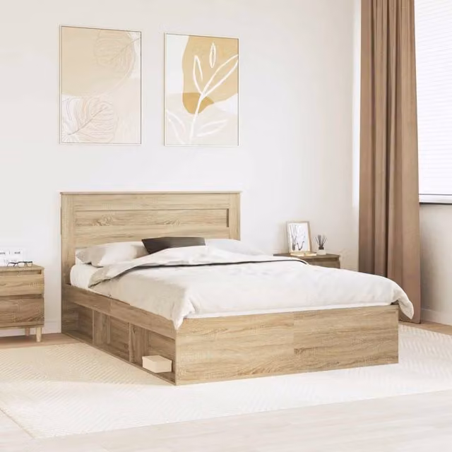Struttura del letto Rovere Sonoma 140 x 200 cm 3409761