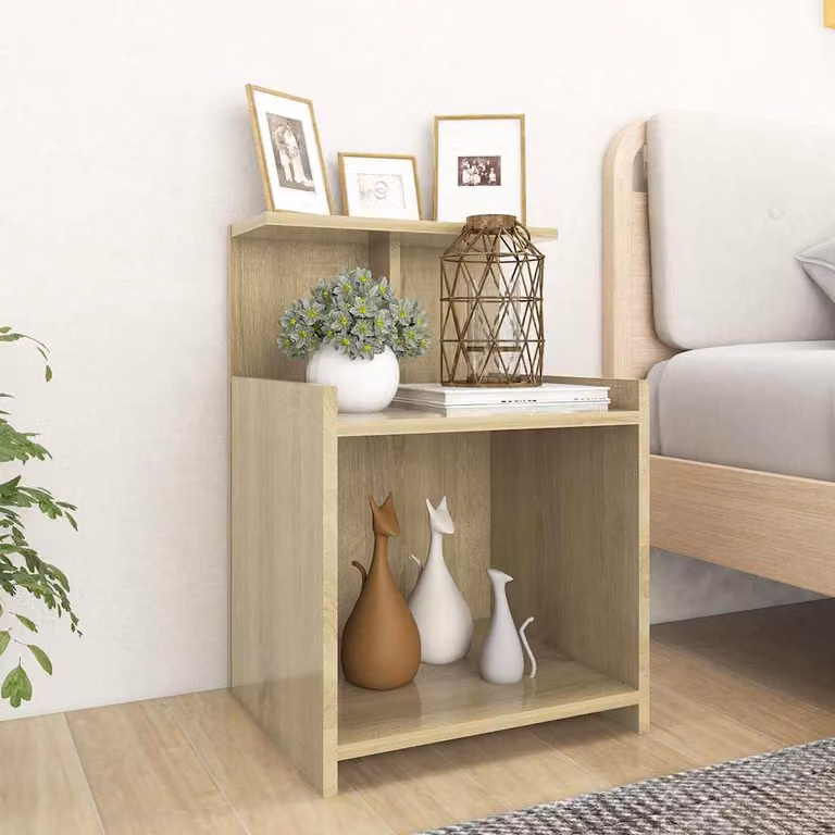 Set di 2 comodini vidaXL in legno multistrato e MDF, colore Rovere Sonoma, L 40 cm x P 35 cm x H 60 cm