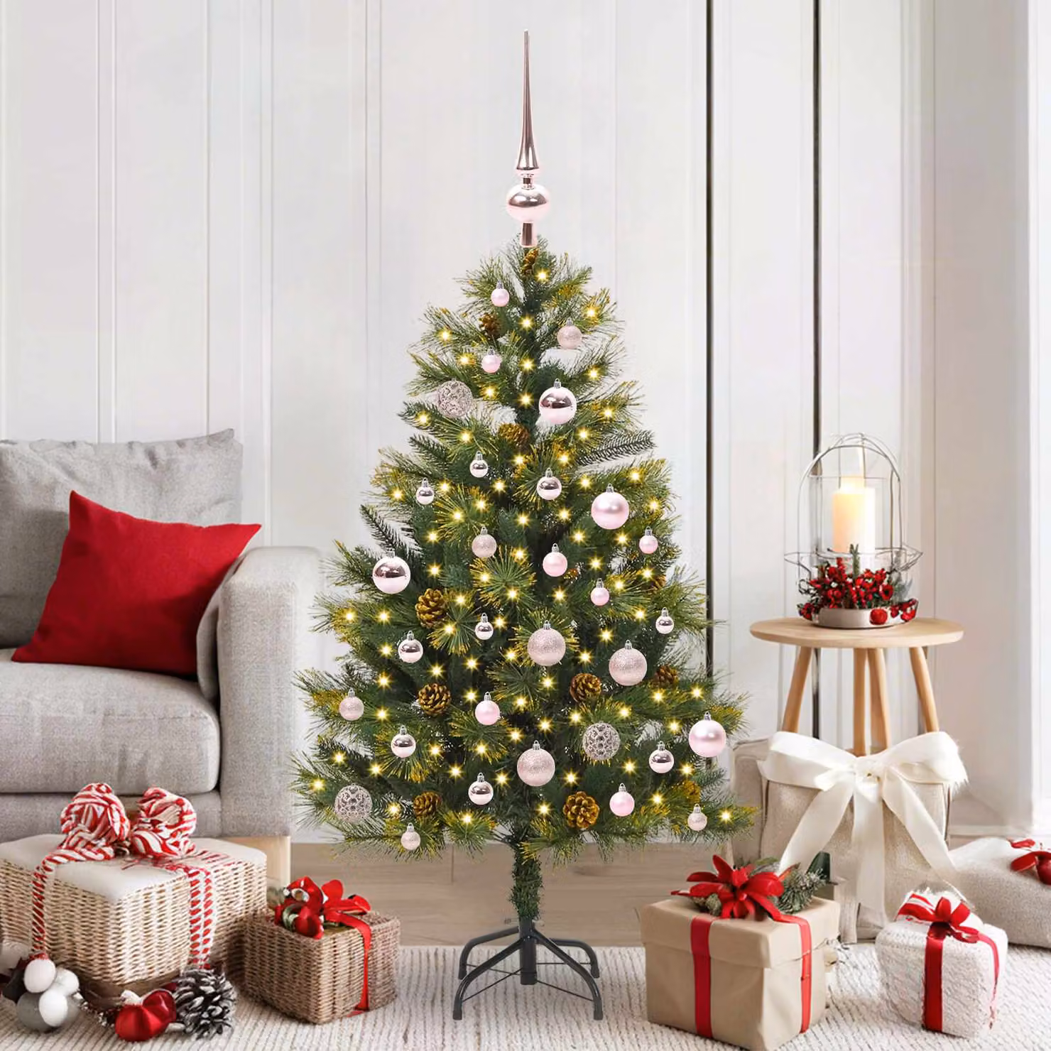 Albero di Natale artificiale pieghevole con coni vidaXL, Verde, Altezza: 150 cm