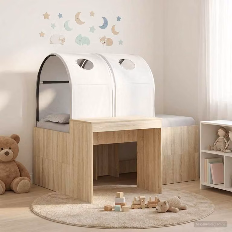 Letto singolo con tunnel per bambini vidaXL in legno Rovere e Bianco L/P/H: 160 x 80 x 123,5 cm