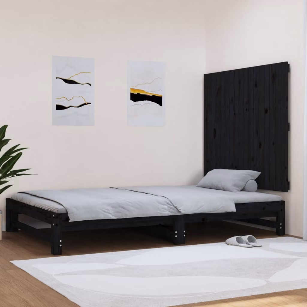 Testiera da parete vidaXL in legno massello di pino nero, L 108 cm x H 90 cm x P 3 cm