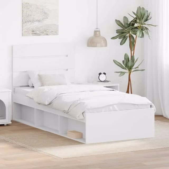 Struttura letto in pino massello bianco vidaXL L/P/H: 206 x 103 x 100 cm
