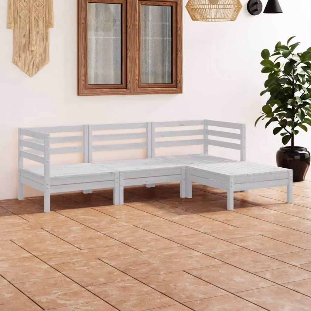 Maison Exclusive - Set Salotto da Giardino 4 pz in Legno Massello di Pino Bianco