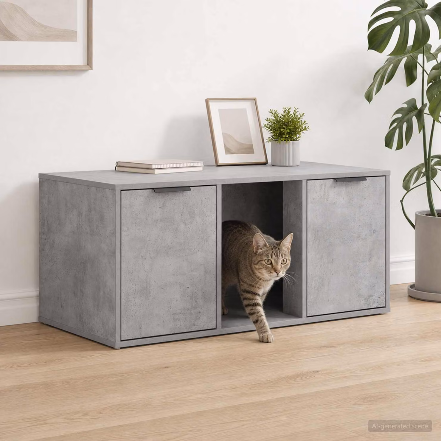 Mobile per gatti vidaXL moderno Grigio Cemento L 100 cm x P 49 cm x H 45 cm