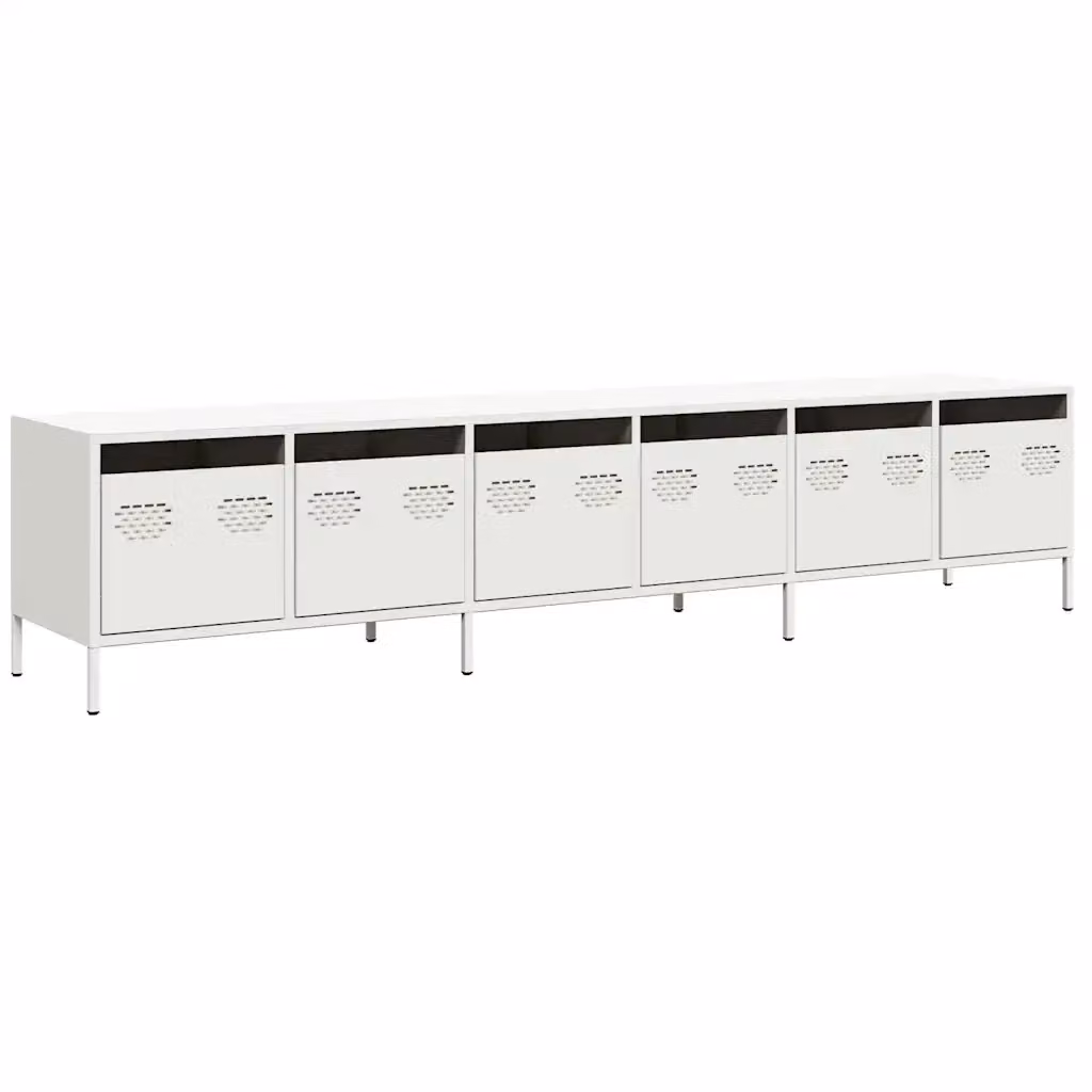 Mobile TV vidaXL Bianco in Metallo Moderno L: 202 cm, P: 39 cm, H: 43,5 cm – 2