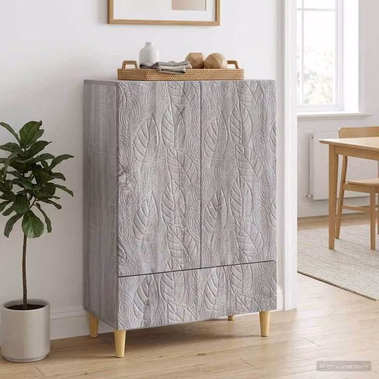 Credenza moderna vidaXL in legno ingegnerizzato color grigio, L: 66 cm, P: 34,5 cm, H: 95 cm