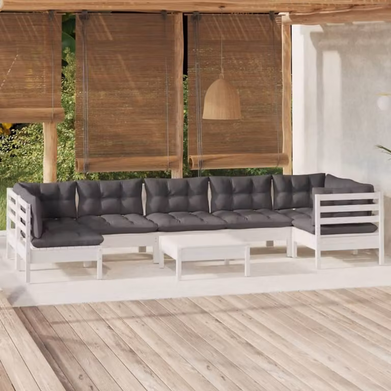 Maison Exclusive - Set Divani da Giardino 8 pz con Cuscini BiancLegno di Pino
