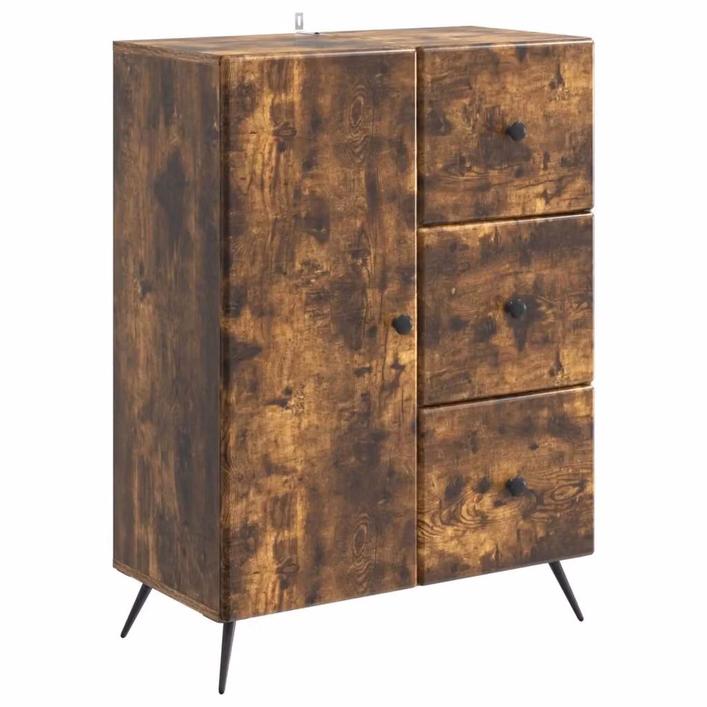 Credenza moderna vidaXL in legno MDF e metallo color marrone L: 66 cm, P: 34,5 cm, H: 90 cm – 2