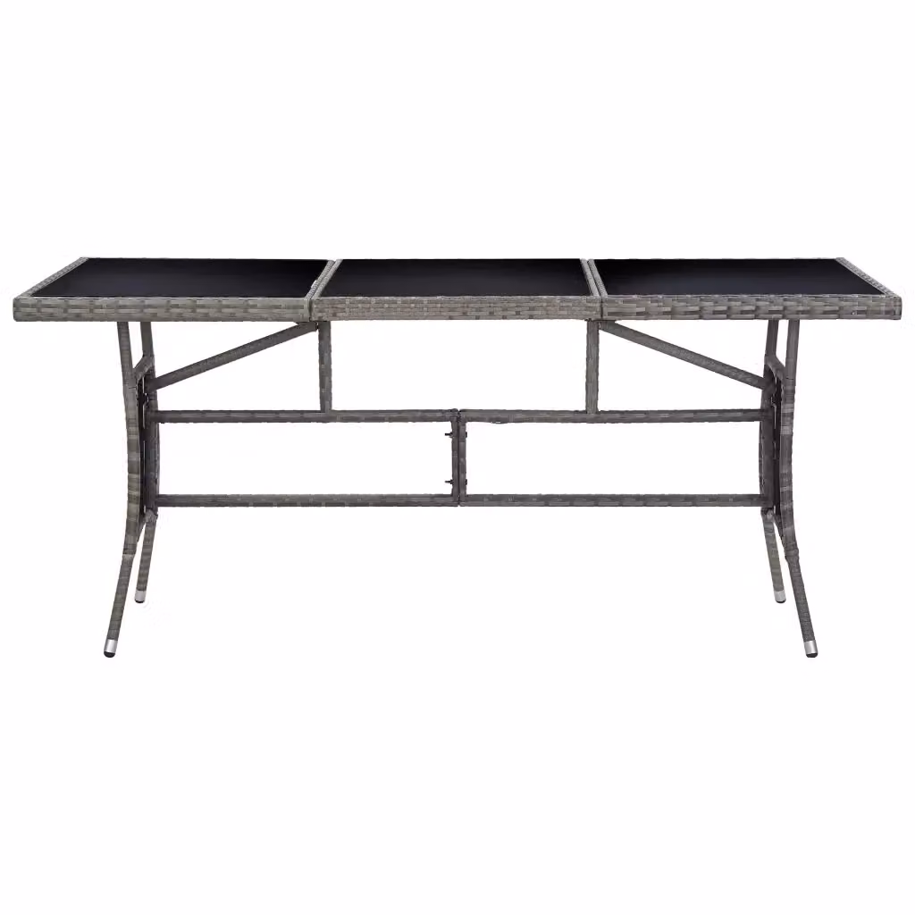 Tavolo da giardino rettangolare estensibile in polyrattan e vetro grigio L: 170 cm, P: 80 cm, H: 74 cm – 2