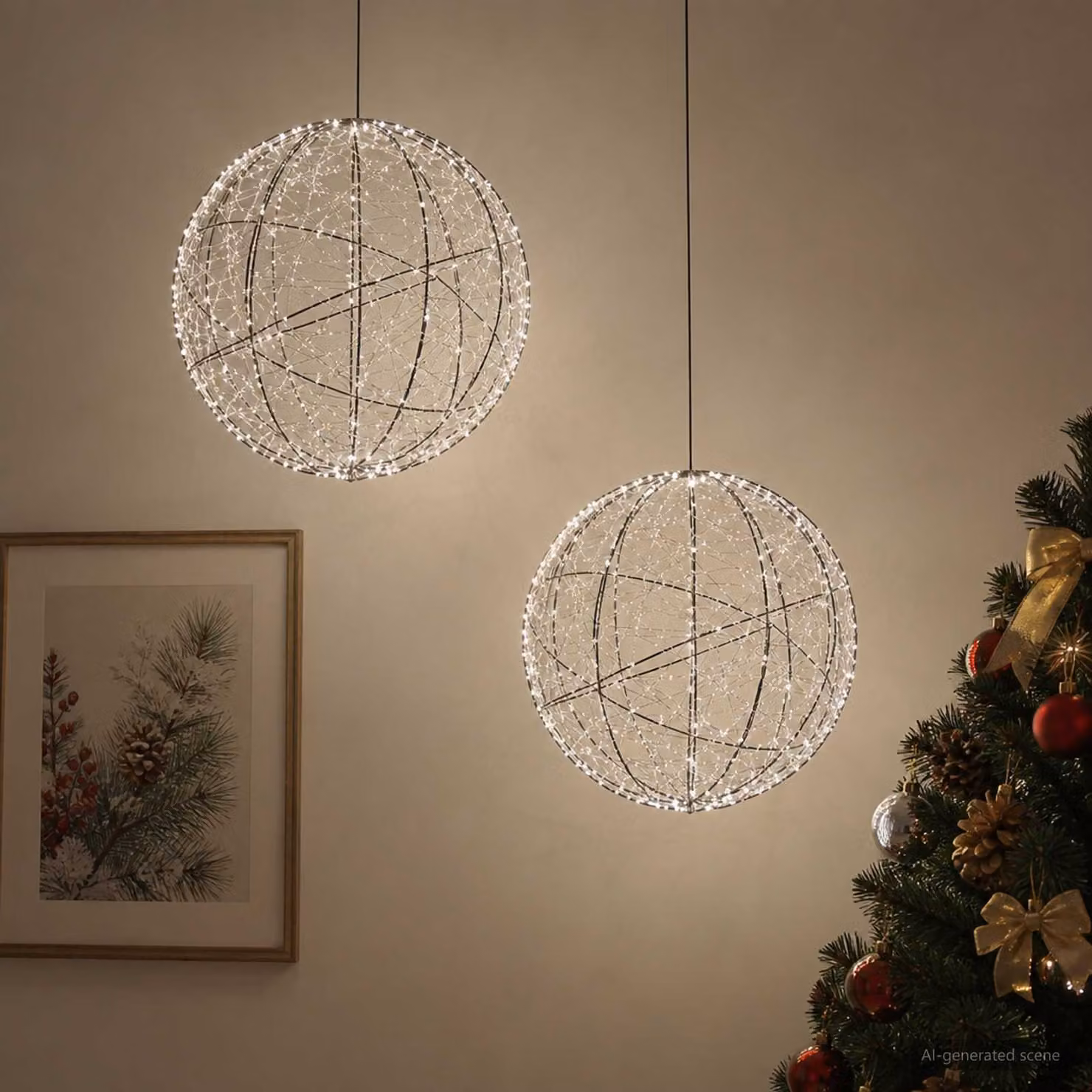 vidaXL Luce a punta di Natale 2 pz 1000 LED Bianco freddo Ø 40 x 42 cm