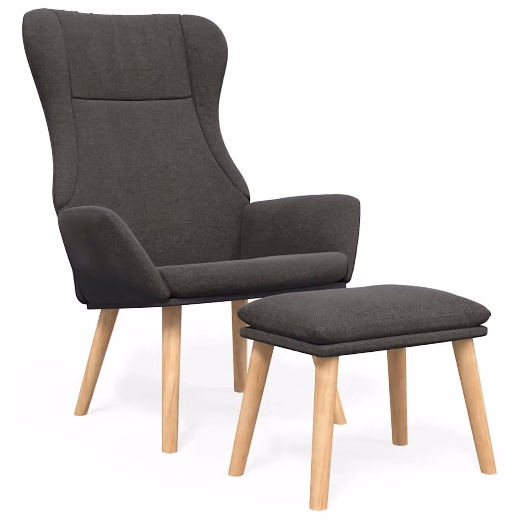 Poltrona Relax con Poggiapiedi Grigio Chiaro in Tessuto e Struttura in Metallo e Legno – 2