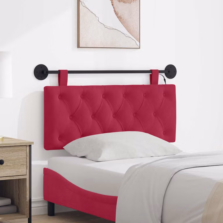 Testiera per letto sospesa vidaXL in velluto rosso con illuminazione integrata
