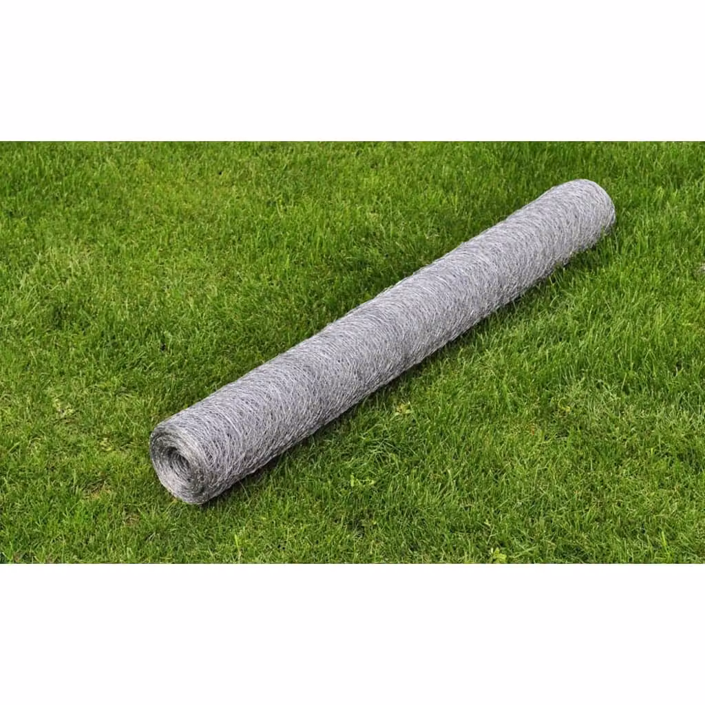 Recinzione in rete per pollaio vidaXL in acciaio zincato argento 25 x 0,5 m
