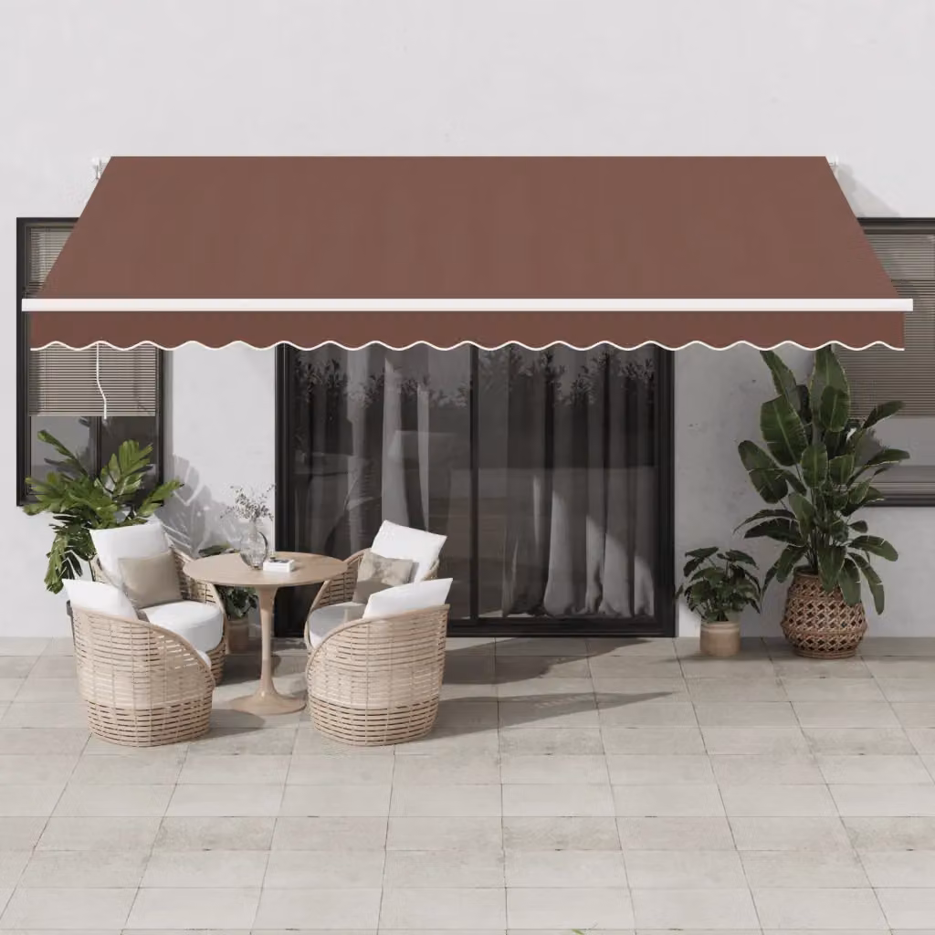 vidaXL Tenda da Sole Retrattile Automatica con LED e Telecomando, Marrone, L: 450 cm x P: 350 cm