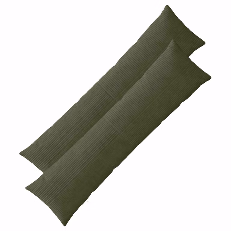 Set di 2 federe vidaXL ALMELO in velluto a coste, colore verde, L 145 cm x P 40 cm