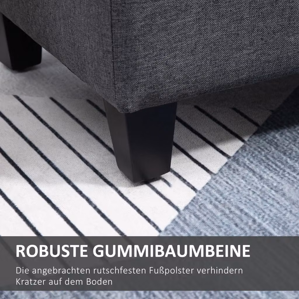 Panca contenitore REDOM in velluto grigio con struttura in legno e imbottitura, L: 120 cm, P: 40 cm, H: 44 cm – 2