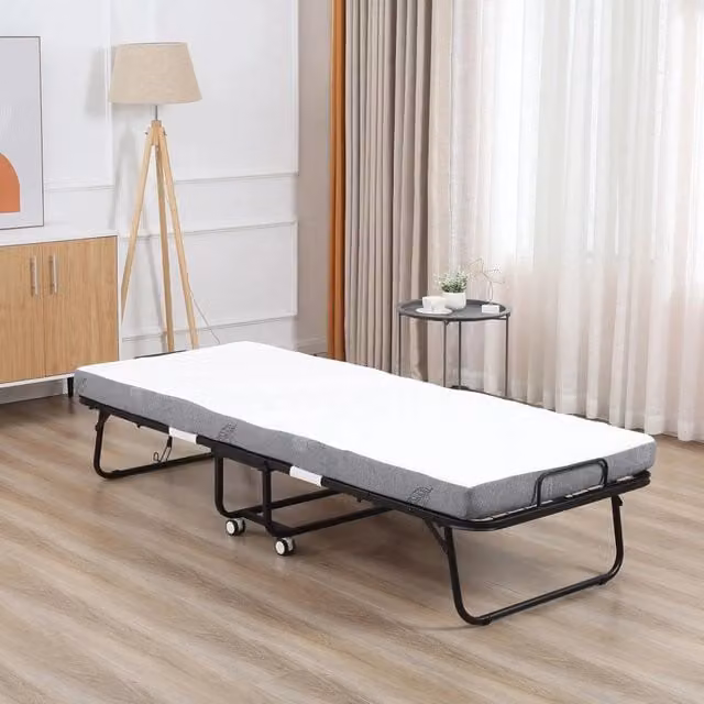 Letto pieghevole per ospiti WISHDOR con struttura in metallo e ruote, bianco, L: 200 cm, P: 80 cm, H: 42,5 cm – 1