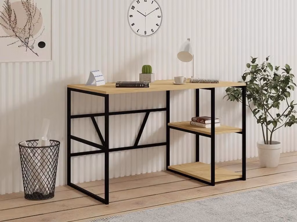 Scrivania moderna in legno HANAH HOME beige L: 120 cm, P: 60 cm, H: 74 cm – 2