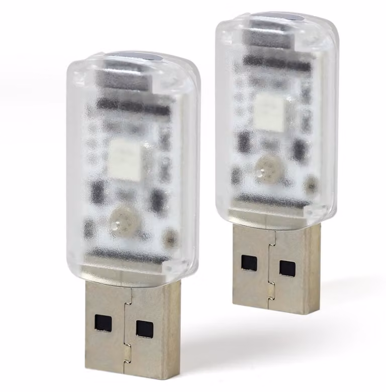 Mini luce LED USB, confezione da 2 pezzi, illuminazione ambientale RGB, sincronizzazione con la musica, sensore touch, dimmerabile, adatta per auto, laptop, power bank