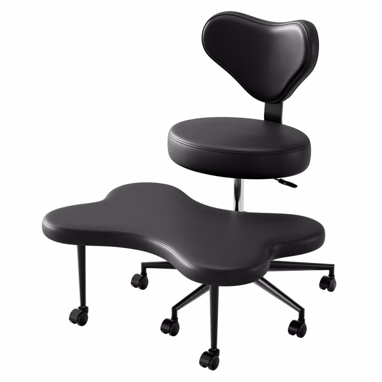 Sedia da meditazione ergonomica per diverse posizioni di seduta, regolabile in altezza con supporto lombare e rotelle, sedia da ufficio per yoga e seduta a gambe incrociate, nera