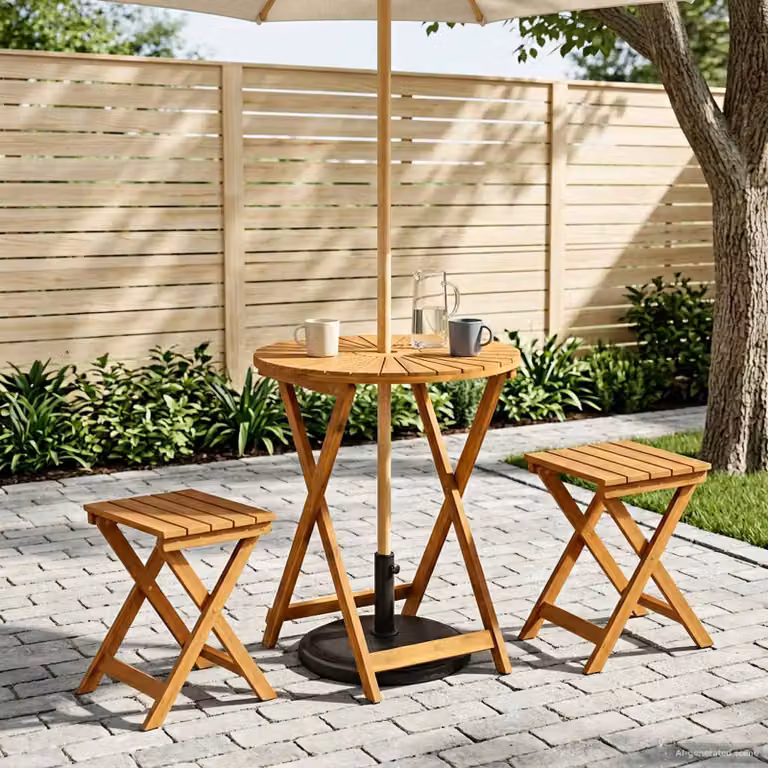 vidaXL Tavolo da Giardino Pieghevole in Legno di Acacia Naturale Marrone Ø60 x H 75 cm