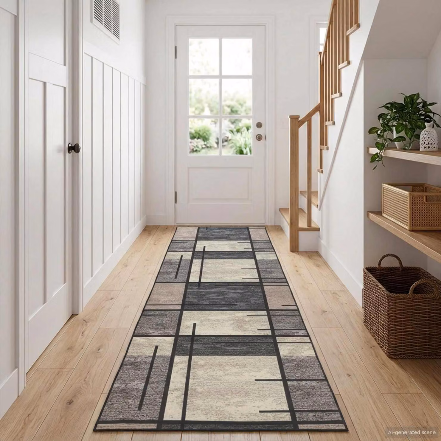 Tappeto Runner vidaXL LESAKA Marrone con motivo diamante in velluto, L 150 x P 80 cm