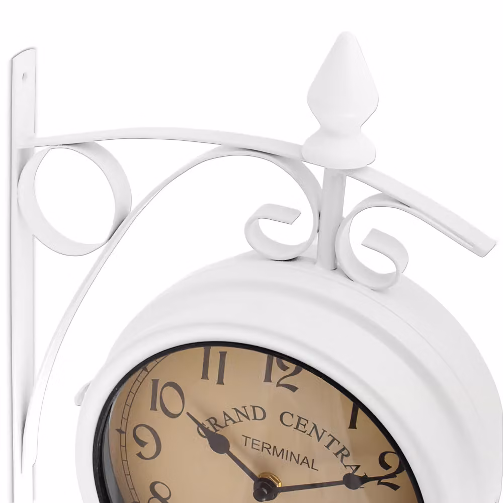 Orologio da parete analogico Deuba® stile retrò in metallo e vetro, bianco – 2