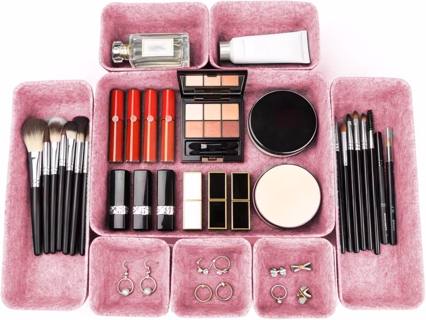 Organizzatore per cassetti in feltro, set da 8 pezzi, di diverse dimensioni, flessibile, ideale per l'ufficio e il tavolino da trucco