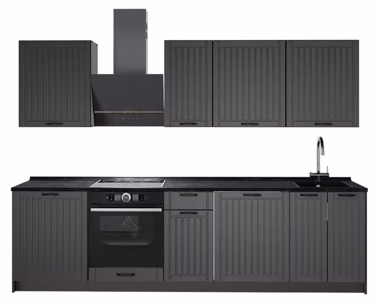 Cucina componibile Vicco Fame-Line Grigio scuro/Bianco 280 cm, PL Antracite, Model 64224