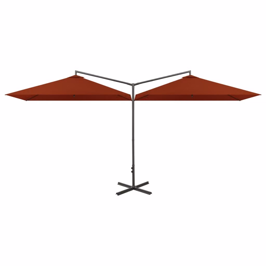 Ombrellone Doppio con Palo in Acciaio Terracotta 600x300 cm