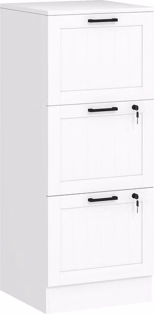 Mobiletto da scrivania HOMCOM in legno con 3 cassetti con serratura e guide regolabili, Bianco, L 40 x P 40 x H 101 cm