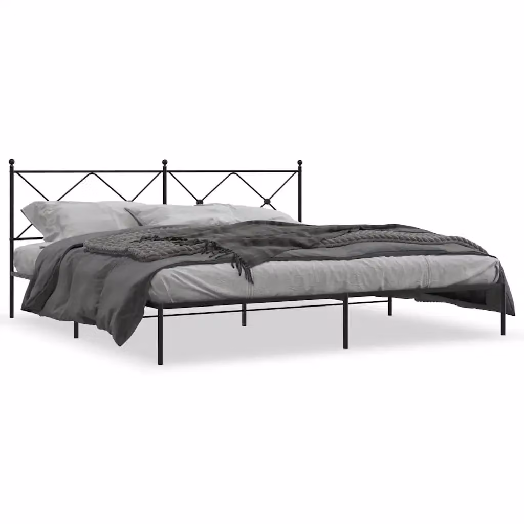 Letto con struttura in metallo nero vidaXL L: 198 cm, P: 207 cm, H: 90.5 cm – 2