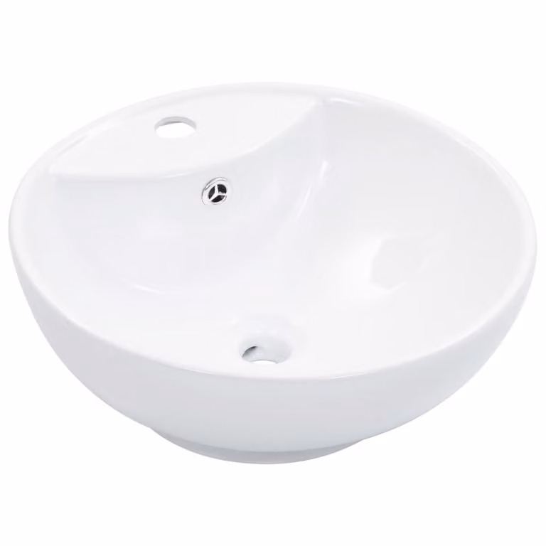 The Living Store Lavabo con troppopieno 46,5 x 18 cm in Vetroceramica bianca