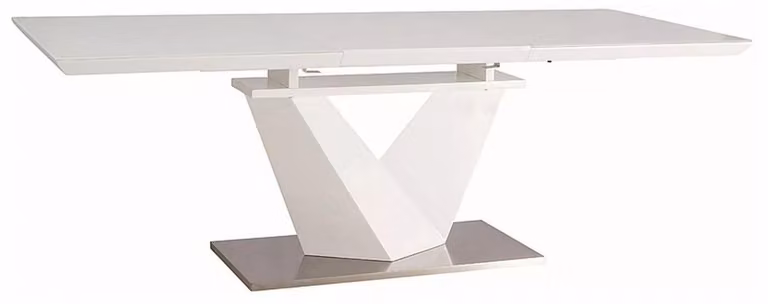 Tavolo da pranzo di design Casa Padrino bianco / argento 160-220 cm - Tavolo da cucina allungabile