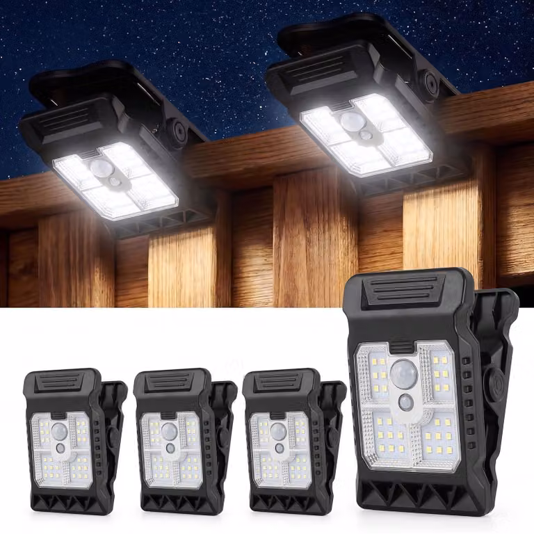 Lampada solare da esterno con clip, set da 4, grado di protezione IP65, colore nero