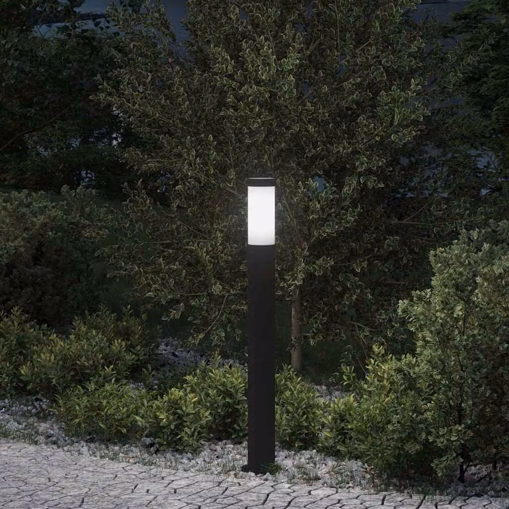 vidaXL Lampada a paletto da giardino in acciaio inox e plastica, IP44, colore nero, Altezza: 80 cm
