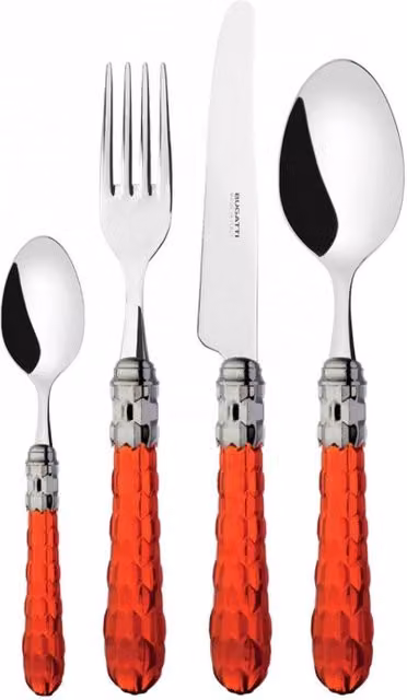 CRISTALLO Ghiera Cromata, Posate Set 24 Pz, Scatola Gallery, Casa Colore: Rosso